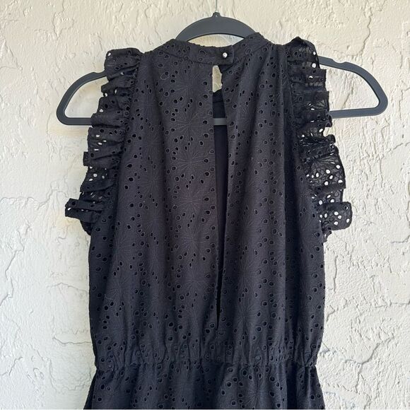 ROBERT RODRIGUEZ Dress Women Small Midi Eyelet Ruffle Sleeveless Evening - Picture 7 of 9